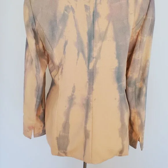Escada cashmere jacket blazer blue purple pink peach gray tie dyed 6 8 10 large